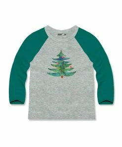 Buy 🌟 Millie & Maxx Heather Gray Holiday Tree Long-Sleeve Raglan Top - Toddler & Boys For Kids 😀