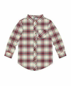 Outlet 😉 Millie & Maxx Cream & Red Plaid Long-Sleeve Button-Up - Toddler & Boys For Kids 🔥