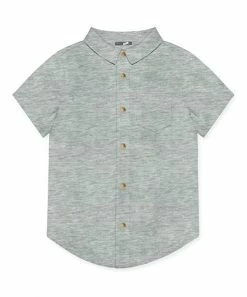 New โญ Millie & Maxx Heather Gray Short-Sleeve Button-Up - Toddler & Boys For Kids ๐