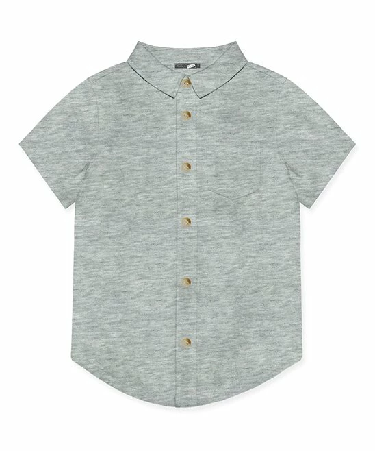 New ⭐ Millie & Maxx Heather Gray Short-Sleeve Button-Up - Toddler & Boys For Kids 😉