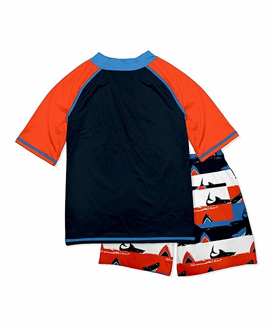 New ⭐ Millie & Maxx Black & Red Shark Deep Ocean Short-Sleeve Rashguard Set - Boys For Kids 🎉 2 New ⭐ Millie & Maxx Black & Red Shark Deep Ocean Short-Sleeve Rashguard Set - Boys For Kids 🎉 - Image 2