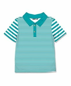 New โ Millie & Maxx Turquoise & White Stripe Polo - Toddler For Kids โค๏ธ