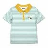 Best Pirce ✨ Millie & Maxx Turquoise & White Stripe Bee Polo - Toddler For Kids 👏
