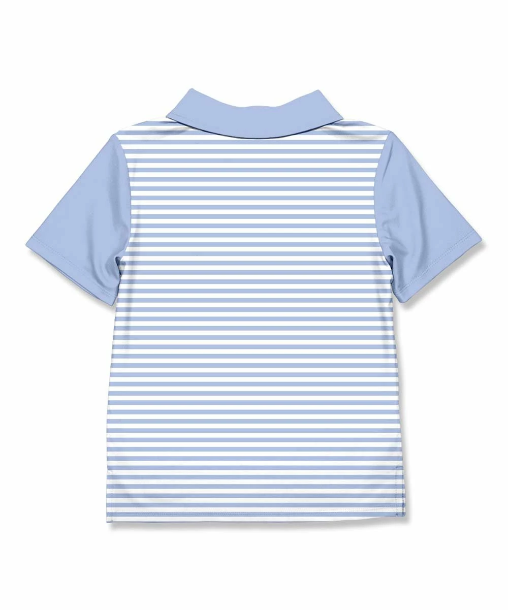 Cheapest 😉 Millie & Maxx Periwinkle & White Stripe Polo - Toddler For Kids 🌟 - Image 2