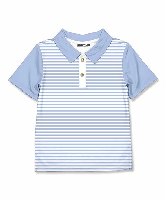 Cheapest 😉 Millie & Maxx Periwinkle & White Stripe Polo - Toddler For Kids 🌟