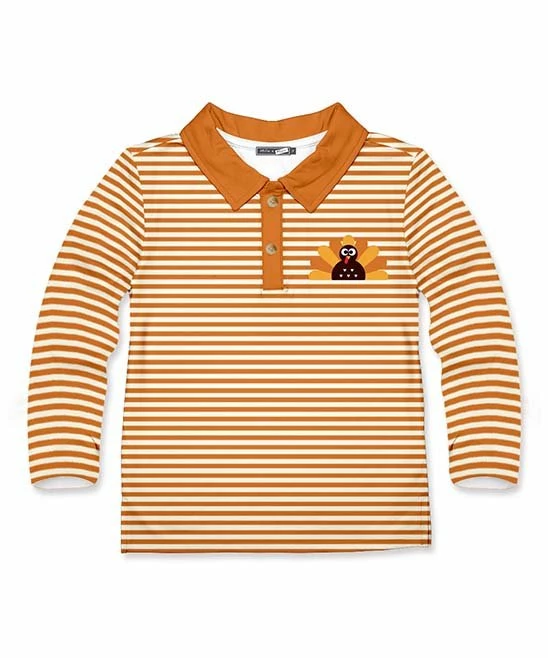 Cheapest 🌟 Millie & Maxx Orange & Cream Stripe Turkey Polo - Toddler & Boys For Kids 🔔