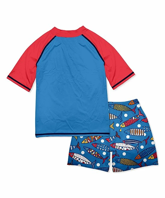 Hot Sale ๐ฏ Millie & Maxx Blue & Red Minnows Short-Sleeve Rashguard Set - Toddler For Kids ๐งจ 3 Hot Sale ๐ฏ Millie & Maxx Blue & Red Minnows Short-Sleeve Rashguard Set - Toddler For Kids ๐งจ - Image 3