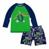 Discount 👏 Millie & Maxx Green & Navy Sea Turtle Long-Sleeve Rashguard Set - Boys For Kids ✨