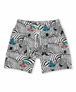 Cheapest ⌛ Millie & Maxx White & Black Zebra 👓 Sunglasses Swim Trunks - Infant, Toddler & Boys For Kids 😍