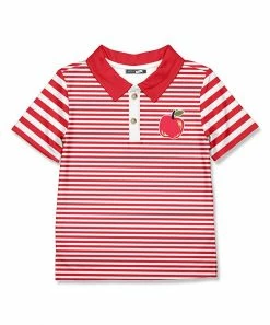 Best Sale 🥰 Millie & Maxx Red Stripe Apple Polo - Boys For Kids 🔥
