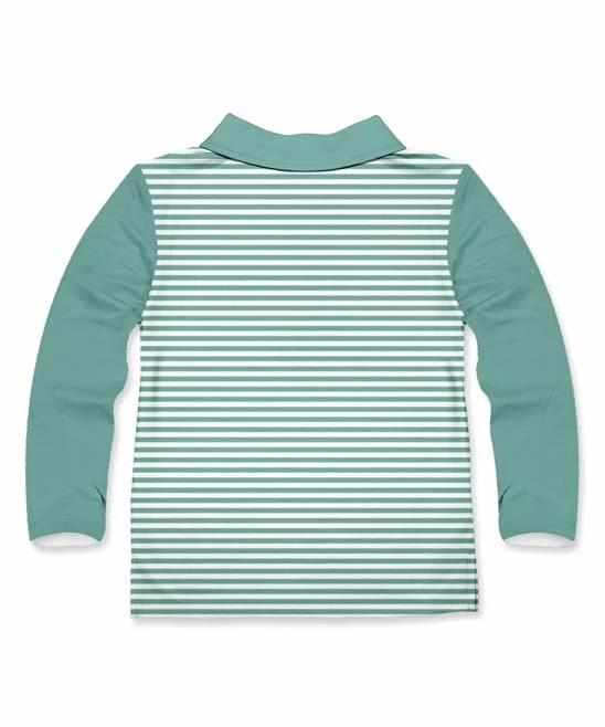 Wholesale ❤️ Millie & Maxx Nile Blue Stripe Fox Long-Sleeve Polo - Boys For Baby & Maternity 🤩 2 Wholesale ❤️ Millie & Maxx Nile Blue Stripe Fox Long-Sleeve Polo - Boys For Baby & Maternity 🤩 - Image 2
