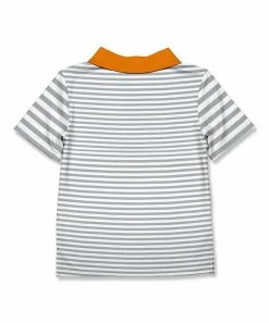 Alternative view of Budget 👏 Millie & Maxx Gray Stripe Pumpkin Face Polo - Boys For Kids ✔️