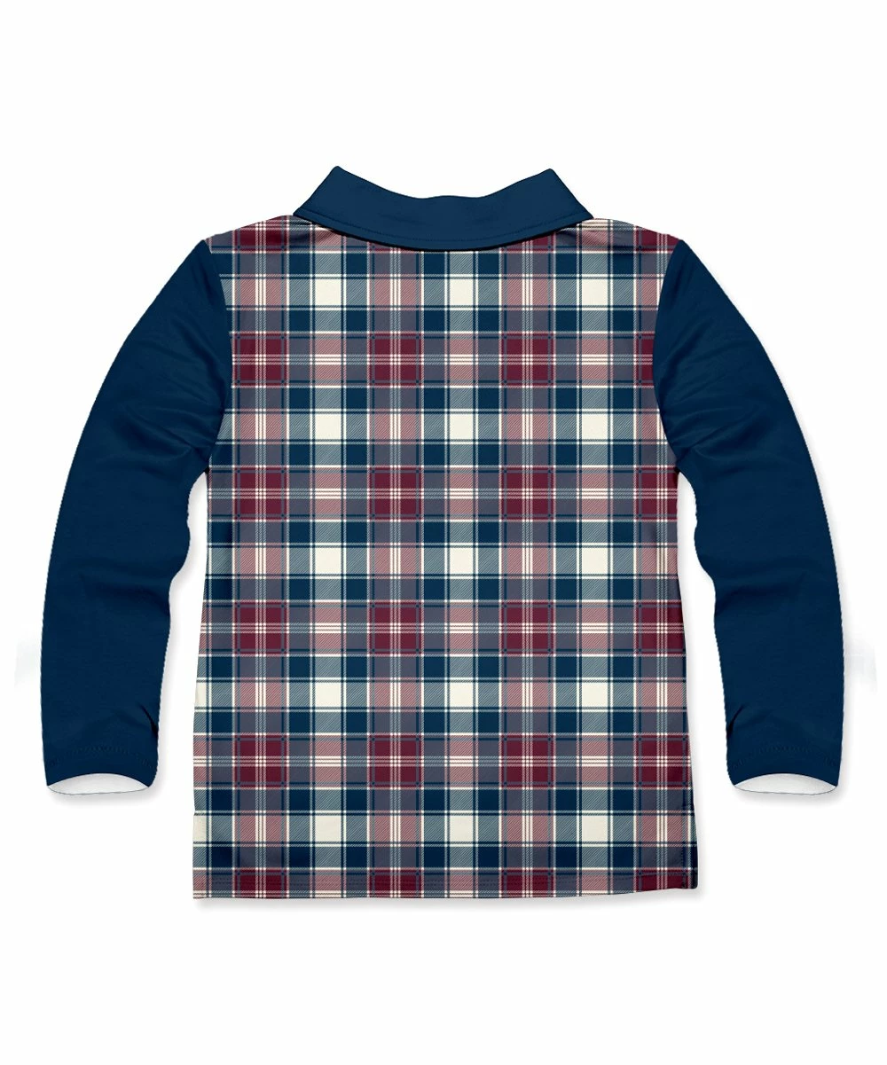 Best deal ๐ Millie & Maxx Navy & Red Plaid Long-Sleeve Polo - Boys For Baby & Maternity ๐งจ 2 Best deal ๐ Millie & Maxx Navy & Red Plaid Long-Sleeve Polo - Boys For Baby & Maternity ๐งจ - Image 2