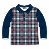 Best deal 👏 Millie & Maxx Navy & Red Plaid Long-Sleeve Polo - Boys For Baby & Maternity 🧨