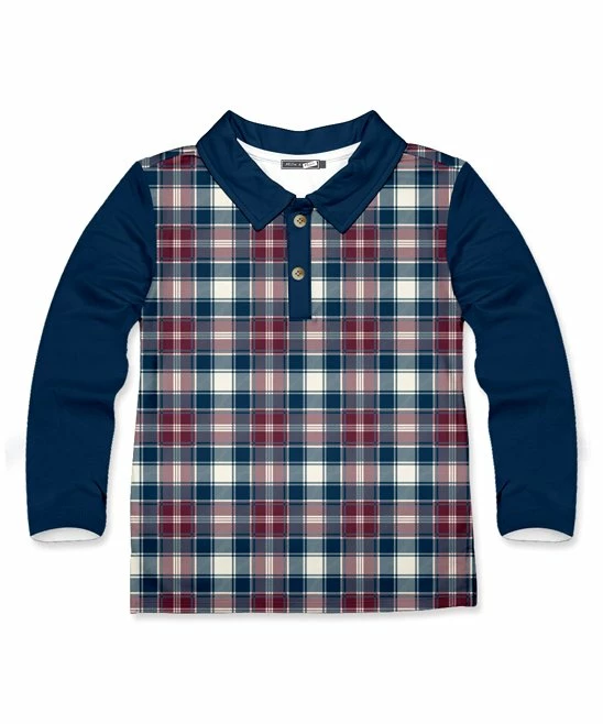 Best deal ๐ Millie & Maxx Navy & Red Plaid Long-Sleeve Polo - Boys For Baby & Maternity ๐งจ 1 Best deal ๐ Millie & Maxx Navy & Red Plaid Long-Sleeve Polo - Boys For Baby & Maternity ๐งจ