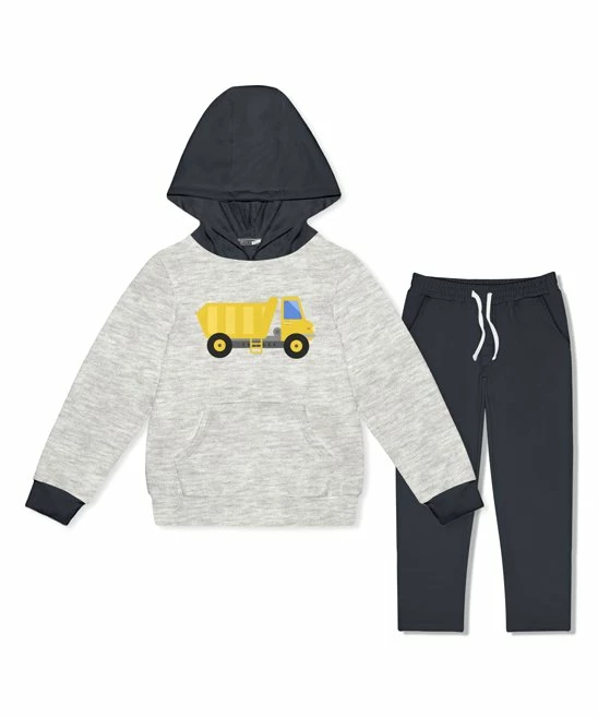 Deals ⌛ Millie & Maxx Heather Gray Construction Truck Hoodie & Charcoal Pants- - Infant, Toddler & Boys For Kids 💯 1 Deals ⌛ Millie & Maxx Heather Gray Construction Truck Hoodie & Charcoal Pants- - Infant, Toddler & Boys For Kids 💯