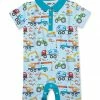 Deals 😀 Millie & Maxx Pale Blue Road Construction Button-Front Romper - Infant For Kids ❤️
