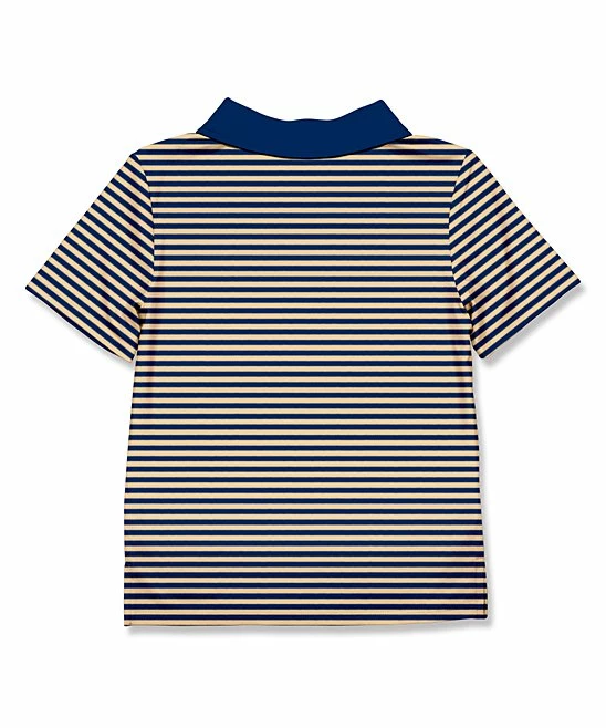 Top 10 👏 Millie & Maxx Navy & Tan Stripe Turkey Accent-Collar Polo - Boys For Kids ⭐ 3 Top 10 👏 Millie & Maxx Navy & Tan Stripe Turkey Accent-Collar Polo - Boys For Kids ⭐ - Image 3