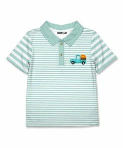 Brand new 😉 Millie & Maxx Mint Stripe Pumpkin & Truck Polo - Infant, Toddler & Boys For Kids 🤩