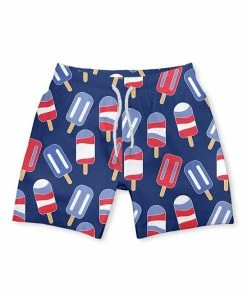 Flash Sale 😀 Millie & Maxx Navy & Red Ice Pop Swim Trunks - Infant, Toddler & Boys For Kids ⭐