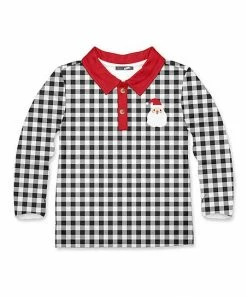 Best reviews of 🎉 Millie & Maxx Black & White Gingham Santa Long-Sleeve Polo - Infant, Toddler & Boys For Kids 🎁