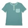 Cheapest 😍 Millie & Maxx Nile Blue & Mint Contrast-Pocket Short-Sleeve Henley - Toddler & Boys For Kids 👏
