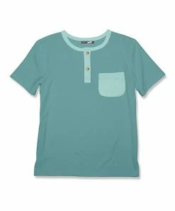 Cheapest 😍 Millie & Maxx Nile Blue & Mint Contrast-Pocket Short-Sleeve Henley - Toddler & Boys For Kids 👏