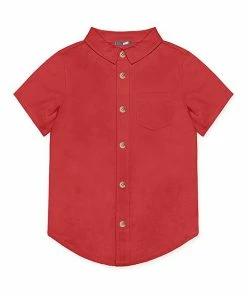 Buy ❤️ Millie & Maxx Red Short-Sleeve Button-Up - Toddler & Boys For Kids ⌛
