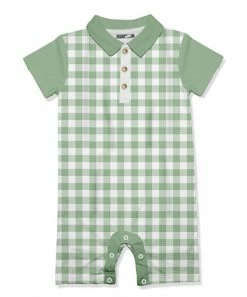 Flash Sale 🎁 Millie & Maxx Sage Gingham Button-Front Romper - Toddler For Kids ✨
