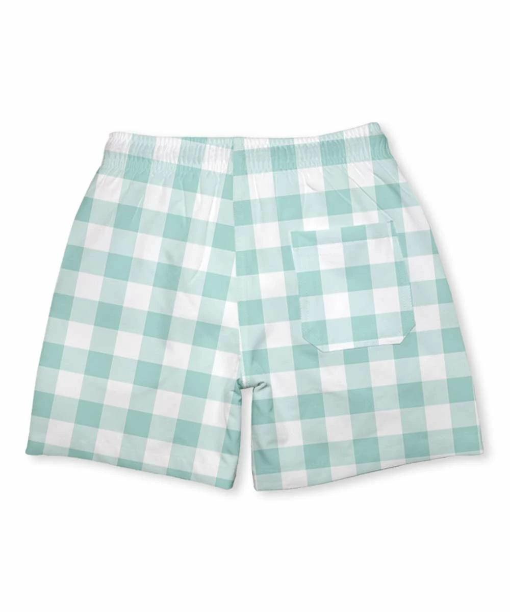 Best Sale 🧨 Millie & Maxx White & Mint Gingham Swim Trunks - Toddler & Boys For Kids ❤️ 3 Best Sale 🧨 Millie & Maxx White & Mint Gingham Swim Trunks - Toddler & Boys For Kids ❤️ - Image 3