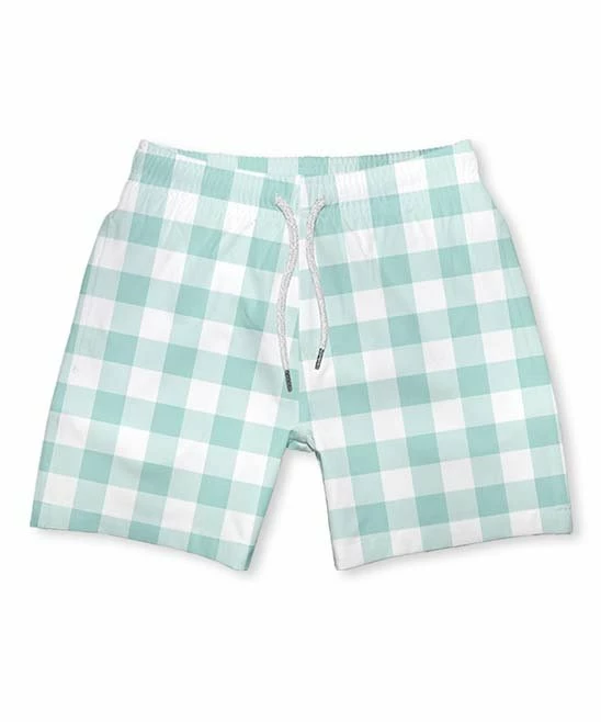 Best Sale 🧨 Millie & Maxx White & Mint Gingham Swim Trunks - Toddler & Boys For Kids ❤️ 1 Best Sale 🧨 Millie & Maxx White & Mint Gingham Swim Trunks - Toddler & Boys For Kids ❤️