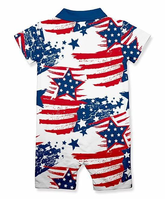 Best Sale ๐ฅฐ Millie & Maxx Blue & Red American Flag Button-Front Romper - Infant For Kids ๐ 4 Best Sale ๐ฅฐ Millie & Maxx Blue & Red American Flag Button-Front Romper - Infant For Kids ๐ - Image 4