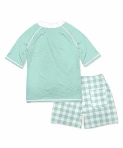 Best deal 🛒 Millie & Maxx Mint & White Gingham Short-Sleeve Rashguard Set - Boys For Kids 👏 5 Best deal 🛒 Millie & Maxx Mint & White Gingham Short-Sleeve Rashguard Set - Boys For Kids 👏 -Millie Loves Lily Shop zu102555341 alt 2 tm1641328917