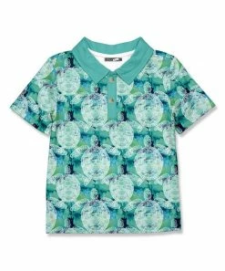 Budget 🧨 Millie & Maxx Turquoise Tie-Dye Turtle Short-Sleeve Polo - Toddler For Kids 😀