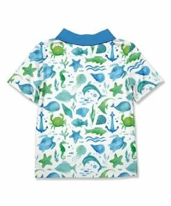 Hot Sale ❤️ Millie & Maxx White & Blue Watercolor Sea Short-Sleeve Polo - Boys For Kids ❤️ 7 Hot Sale ❤️ Millie & Maxx White & Blue Watercolor Sea Short-Sleeve Polo - Boys For Kids ❤️ -Millie Loves Lily Shop zu103803654 alt 3 tm1646934158