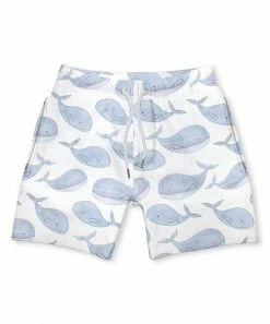 Best deal 🛒 Millie & Maxx White & Periwinkle Whales Swim Trunks - Toddler For Kids 🔥