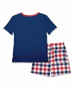 Budget 😍 Millie & Maxx Navy Pocket Henley & Americana Plaid Pocket Shorts - Infant For Kids 🎁 -Millie Loves Lily Shop zu104067336 alt 2 tm1647535416