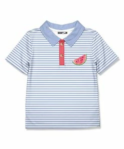 Budget 👍 Millie & Maxx Periwinkle & White Stripe Watermelon Polo - Toddler For Kids 😉