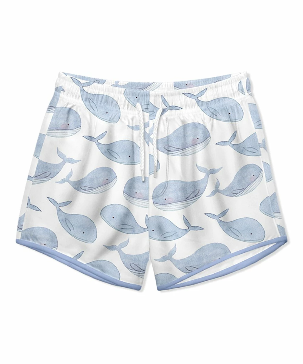 Promo ๐ฅฐ Millie & Maxx White & Periwinkle Whales Swim Shorties - Infant & Boys For Kids โ๏ธ