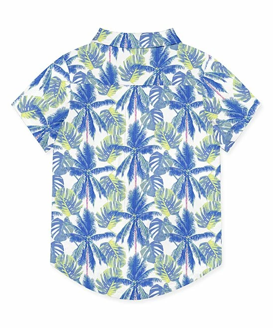 Promo ๐ Millie & Maxx White & Blue Palm Trees Short-Sleeve Button-Up - Boys For Kids โญ 3 Promo ๐ Millie & Maxx White & Blue Palm Trees Short-Sleeve Button-Up - Boys For Kids โญ - Image 3