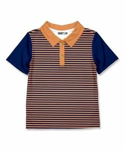 Cheap ⌛ Millie & Maxx Rust & Navy Stripe Polo - Boys For Kids ✨