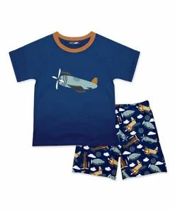 Best Sale 😍 Millie & Maxx Navy Crewneck Tee & Navy Airplane Mode Pocket Shorts - Toddler For Kids 🎉