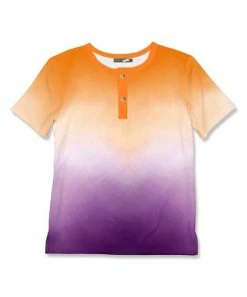 Budget 👏 Millie & Maxx Orange & Purple Tie-Dye Henley - Boys For Kids 🛒