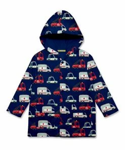 Budget 🤩 Millie & Maxx Navy Helper Trucks Pocket Hooded Raincoat - Toddler & Boys For Kids ✨
