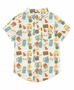 Outlet ๐ Millie & Maxx Khaki School Bag Short-Sleeve Button-Up - Boys For Kids ๐