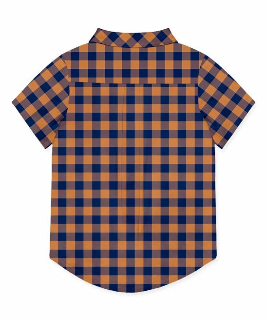Best deal ๐ Millie & Maxx Navy & Rust Gingham Short-Sleeve Button-Up - Boys For Kids โ๏ธ - Image 2