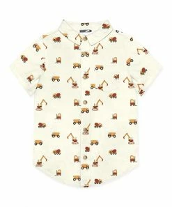 Best deal 🔔 Millie & Maxx Cream Roadwork Short-Sleeve Button-Up - Toddler & Boys For Kids 🛒