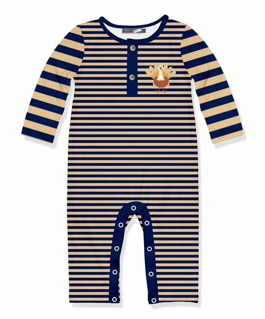 Brand new 😀 Millie & Maxx Navy Stripe Turkey Button-Front Playsuit - Infant For Baby & Maternity 😍