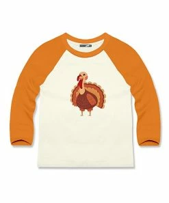 Best Pirce 🧨 Millie & Maxx Cream & Orange Turkey Raglan Top - Toddler & Boys For Kids ✔️