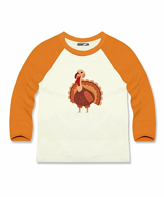 Best Pirce ๐งจ Millie & Maxx Cream & Orange Turkey Raglan Top - Toddler & Boys For Kids โ๏ธ
